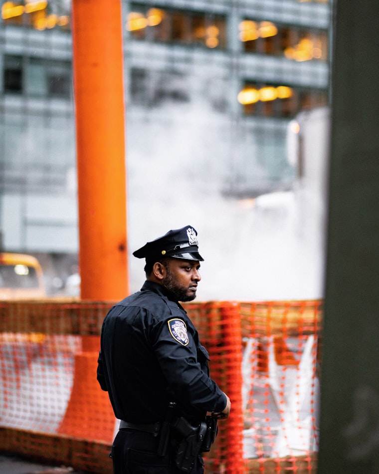A security officer in uniform